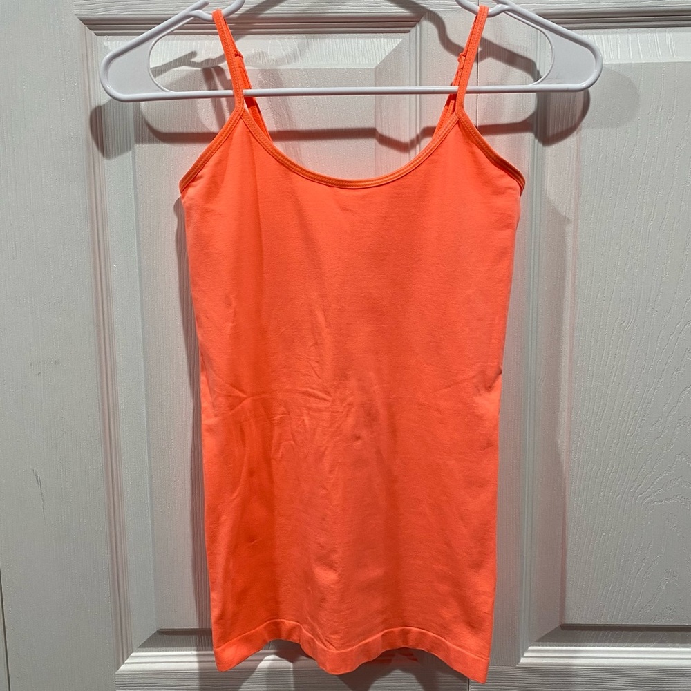 SO Women’s Adjustable Spaghetti-Strap Cami Tank Top Shirt - orange, size XS